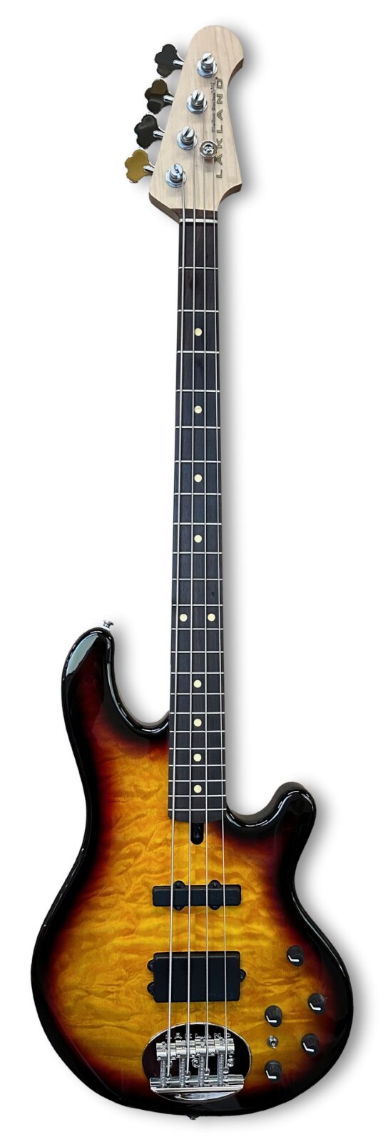 LAKLAND Skyline 44-02 Deluxe Bass, 4-String - Quilted Maple Top, Three Tone Sunburst Gloss : photo 1