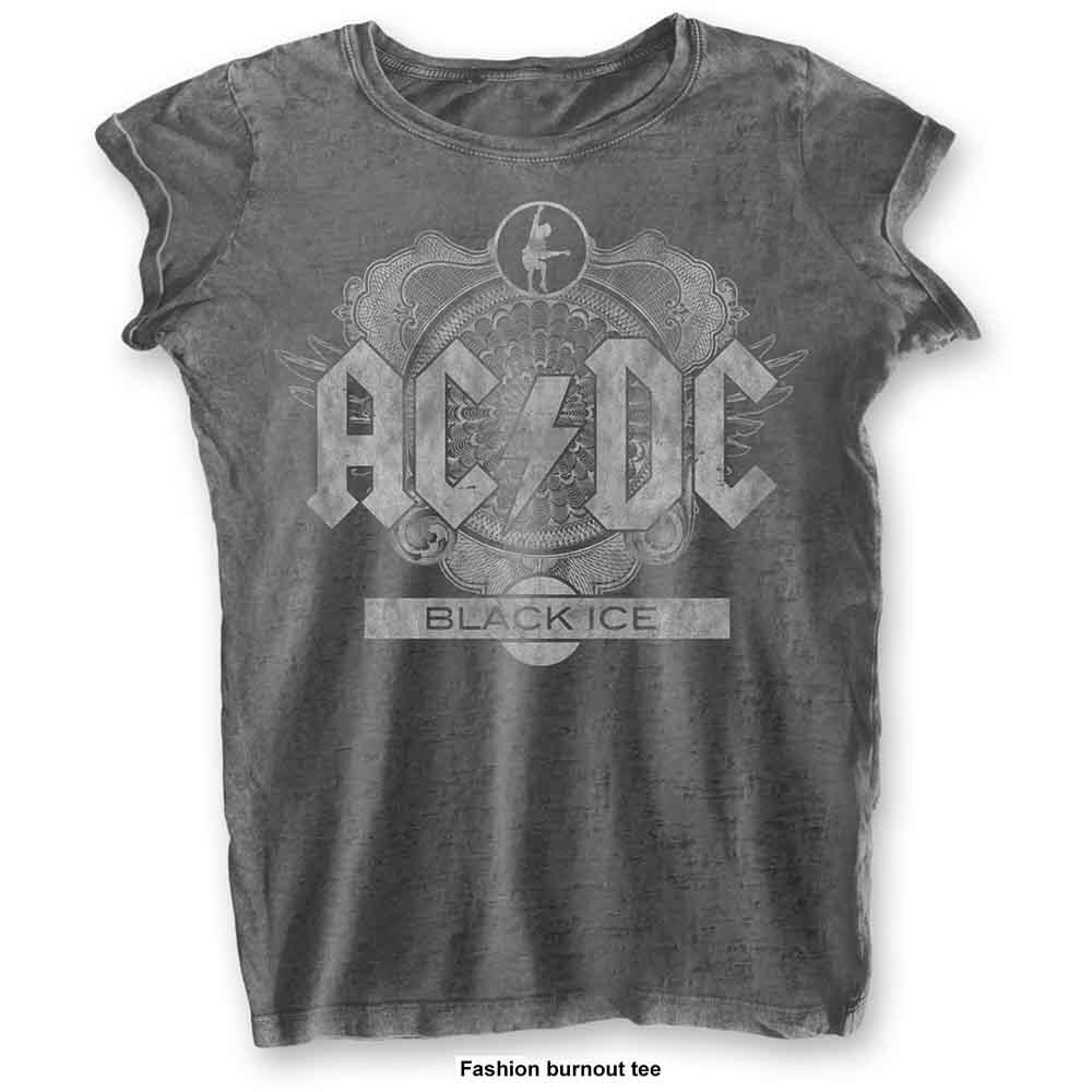 Rockoff AC/DC Damen T-Shirt: Black Ice (Burnout) - Größe L : photo 1
