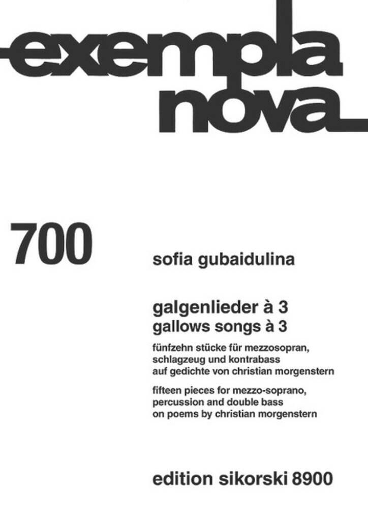Edition Galgenlieder à 3 - 15 Stücke für Mezzospran Schlagzeug und KontrabassGallows Songs à 3 - 14 pieces for mezzo-soprano percussion and double bass : photo 1