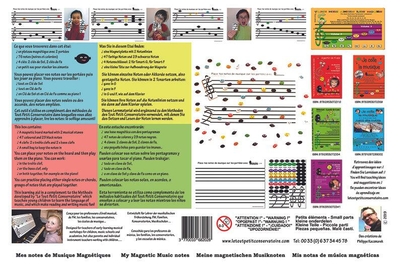 Le Tout Petit Conservatoire My magnetic music notes (2 staves, 76 notes, 2 G clefs, 2 F clefs, storage bag)