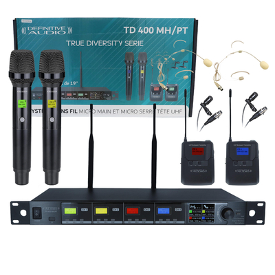 Definitive Audio TD 400 MH/PT Dual Handheld And UHF Headworn Microphones - True Diversity Series