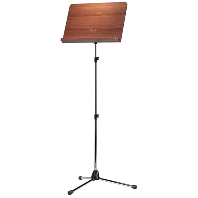 K & M 118/4 Ochestra music stand - chrome stand with walnut wooden desk extra haut (74-163cm)