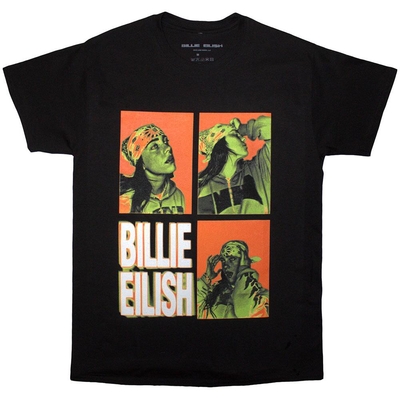 T-shirt Billie Eilish Unisex T-Shirt: 3 Photo Logo (Black) Taille M