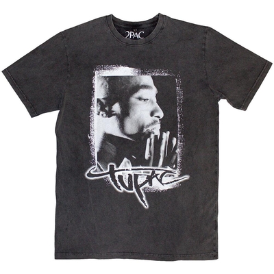 T-shirt Tupac Unisex Stone Wash T-Shirt: Spray Photo (Charcoal Grey) Limited Edition Wash 999 Taille M