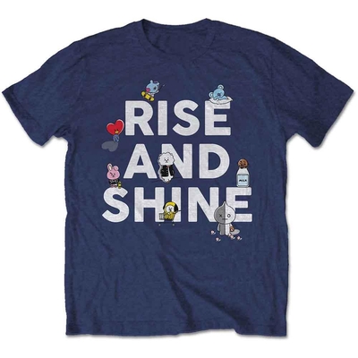T-Shirt BTS BT21 Unisex T-Shirt: Rise And Shine (Navy Blue) Taille S