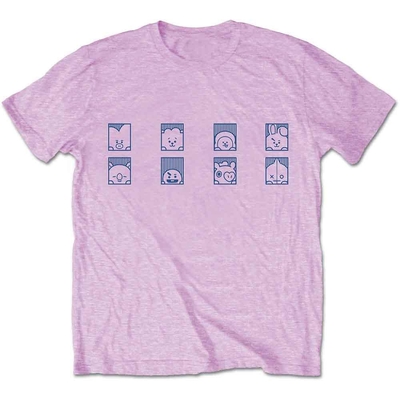 T-Shirt BTS BT21 Unisex T-Shirt: Group Squares (Pink) Taille S