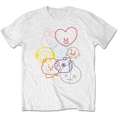 T-Shirt BTS BT21 Unisex T-Shirt: Faces (White) Taille L