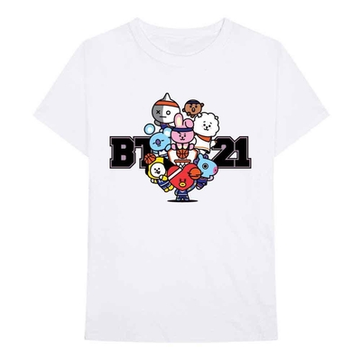 T-Shirt BTS BT21 Unisex T-Shirt: Dream Team (White) Taille M