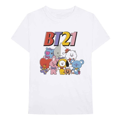 T-Shirt BTS BT21 Unisex T-Shirt: Colourful Squad (White) Taille S