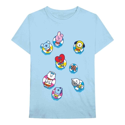 T-Shirt BTS BT21 Unisex T-Shirt: Bon Voyage (Light Blue) Taille M