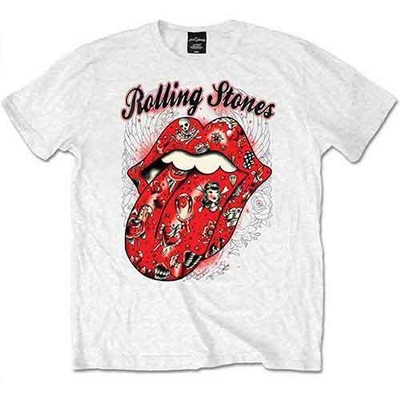 T-Shirt The Rolling Stones Unisex T-Shirt: Tattoo Flash (White) Taille XXL