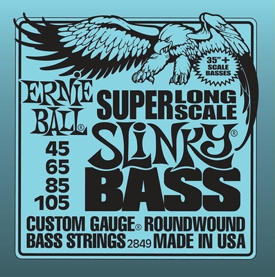 Ernie Ball EB2849 Super Slinky Nickel Wound Electric Bass Guitar Strings - .045-.105 Long Scale