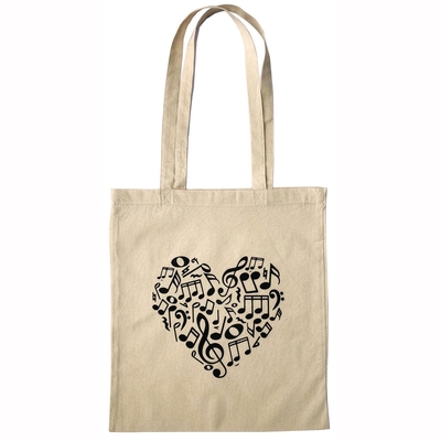Tote bag White Heart of Notes