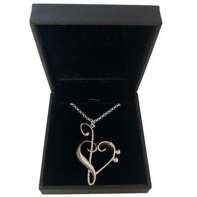 Collier Pendentif Clé de sol Coeur Argent plaqué