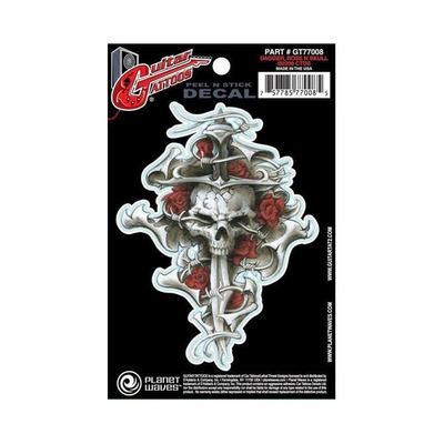 Planet Waves Guitar Tattoo - Dagger Rose Skull