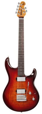 Ernie Ball Music Man Luke 4 Maple Top - HH HT Pickups - Blue Dream - Roasted Figured Maple/Rosewood - Black Hardware