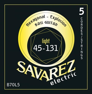 Savarez B70L5 El. Bass 5-String Set .045-.131 Hexagonal Explosion Nickel Plated R./W. Light Tension