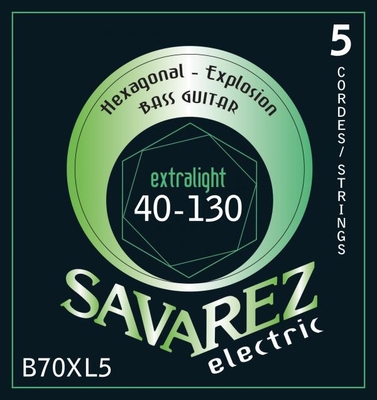 Savarez F70XL5 El. Bass 5-String Set .040-.130 Focus Stainless Steel, hexagonal core R./W. Extra Light Tension