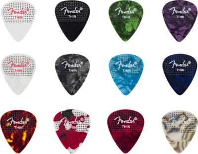 Fender 351 Dotted Celluloid Picks, 12-Pack, Thin