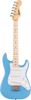 Squier Mini Stratocaster, Maple Fingerboard, White Pickguard, California Blue