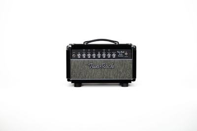 Two-Rock Studio Overdrive head, black chassis, black suede, EC Collins grey pinstripe cloth, metal trim - 230V