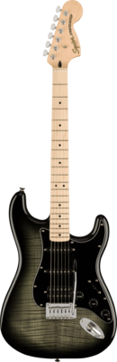 Squier Affinity Series Stratocaster FMT HSS, Maple Fingerboard, Black Pickguard, Black Burst