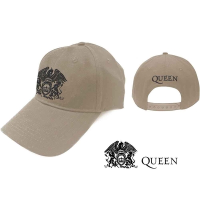 Queen Baseball Cap: Black Classic Crest (Sand)