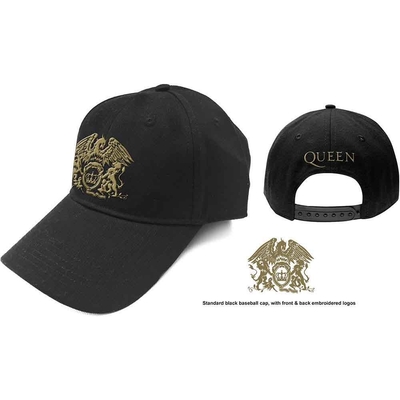 Queen Baseball Cap: Gold Classic Crest (Black)