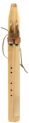 Cherokee-Flöte Doppelparallel in E, Korpus aus Esche und Totem aus Nussbaum