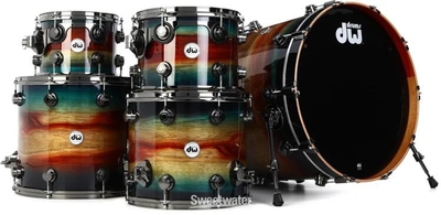 DW SonicPly Exotic Kit, 4-Piece Natural to Royal Blue Burst