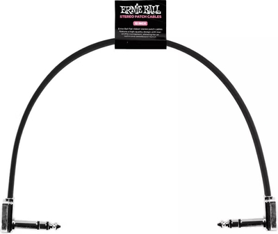 Ernie Ball Cables, flat, stereo, angled/kinked, black, 30cm