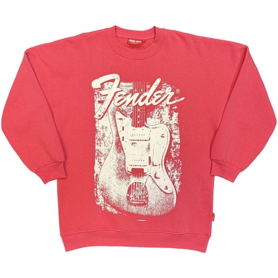 Pull Fender Ladies Unplugged Sweatshirt: Distressed Guitar (Pink) Taille S