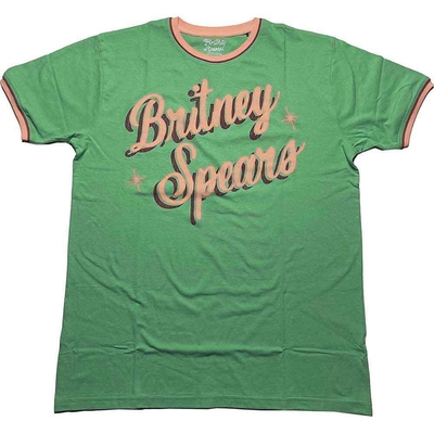 T-shirt Britney Spears Unisex Ringer T-Shirt: Retro Text (Green) Taille S