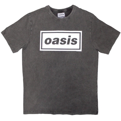 Oasis Unisex Stone Wash T-Shirt: Decca Logo (Charcoal Grey) Size M