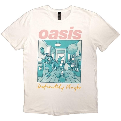 Oasis Unisex T-Shirt: Definitely Maybe Illustration Colour (White) Size L