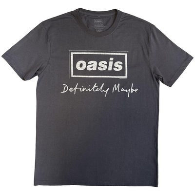 T-shirt Oasis Unisex T-Shirt: Definitely Maybe Distressed Text Logo (Charcoal Grey) Taille M