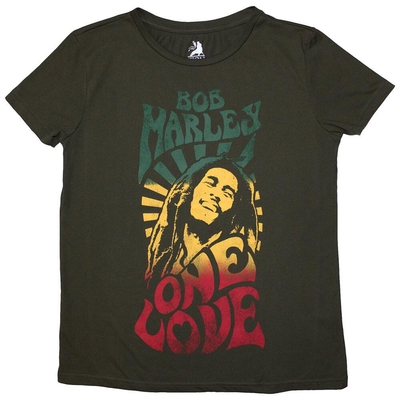 T-Shirt Bob Marley Unisex Stone Wash T-Shirt: One Love Gradient (Green)Taille XL
